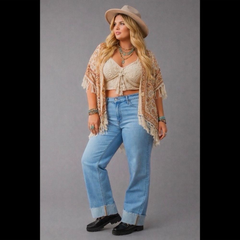 AMERICAN EAGLE Stovepipe Cuff Crop Jeans - Picture 2 of 13